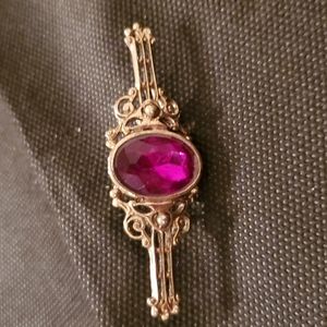 VINTAGE RED GLASS FASHION BROOCH